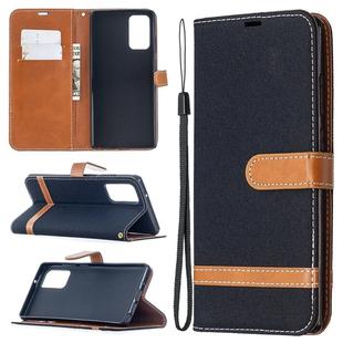 For Samsung Galaxy Note20 Color Matching Denim Texture Horizontal Flip Leather Case with Holder & Card Slots & Wallet & Lanyard(Black)
