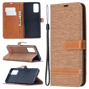 For Samsung Galaxy Note20 Color Matching Denim Texture Horizontal Flip Leather Case with Holder & Card Slots & Wallet & Lanyard(Brown)