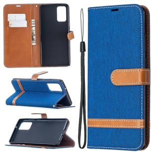 For Samsung Galaxy Note20 Color Matching Denim Texture Horizontal Flip Leather Case with Holder & Card Slots & Wallet & Lanyard(Royal Blue)