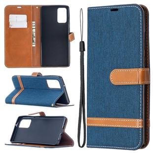 For Samsung Galaxy Note20 Color Matching Denim Texture Horizontal Flip Leather Case with Holder & Card Slots & Wallet & Lanyard(Dark Blue)