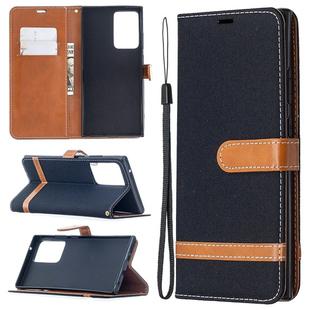 For Samsung Galaxy Note20 Ultra Color Matching Denim Texture Horizontal Flip Leather Case with Holder & Card Slots & Wallet & Lanyard(Black)