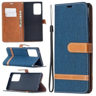 For Samsung Galaxy Note20 Ultra Color Matching Denim Texture Horizontal Flip Leather Case with Holder & Card Slots & Wallet & Lanyard(Dark Blue)
