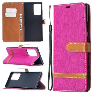 For Samsung Galaxy Note20 Ultra Color Matching Denim Texture Horizontal Flip Leather Case with Holder & Card Slots & Wallet & Lanyard(Rose Red)
