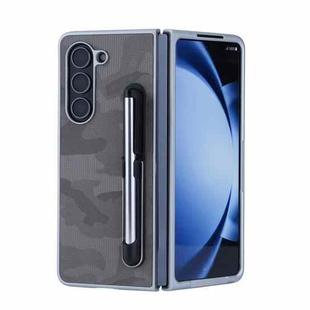 For Samsung Galaxy Z Fold6 5G PC Hybrid PU Stand Foldable Phone Case with Touch Pen(Grey)