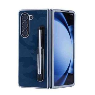 For Samsung Galaxy Z Fold6 5G PC Hybrid PU Stand Foldable Phone Case with Touch Pen(Blue)