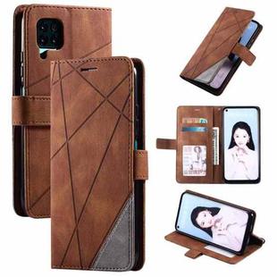 For Huawei P40 Lite Skin Feel Splicing Horizontal Flip Leather Case with Holder & Card Slots & Wallet & Photo Frame(Brown)