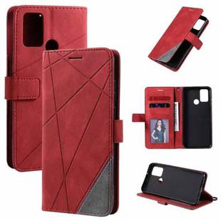 For Huawei Honor 9A Skin Feel Splicing Horizontal Flip Leather Case with Holder & Card Slots & Wallet & Photo Frame(Red)
