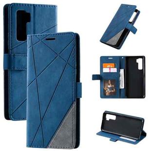 For Huawei nova 7 SE Skin Feel Splicing Horizontal Flip Leather Case with Holder & Card Slots & Wallet & Photo Frame(Blue)