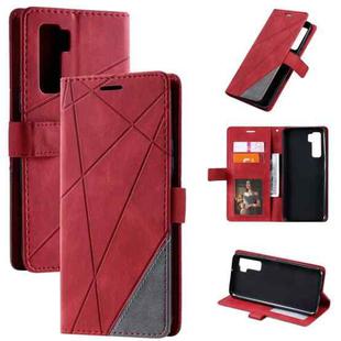 For Huawei nova 7 SE Skin Feel Splicing Horizontal Flip Leather Case with Holder & Card Slots & Wallet & Photo Frame(Red)