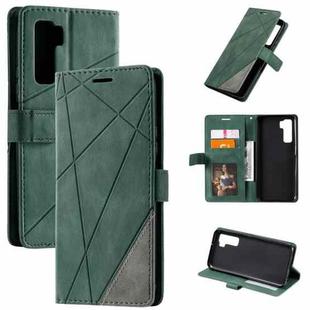 For Huawei nova 7 SE Skin Feel Splicing Horizontal Flip Leather Case with Holder & Card Slots & Wallet & Photo Frame(Green)