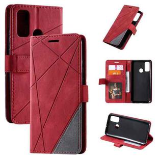 For Huawei P smart 2020 Skin Feel Splicing Horizontal Flip Leather Case with Holder & Card Slots & Wallet & Photo Frame(Red)