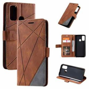 For Huawei P smart 2020 Skin Feel Splicing Horizontal Flip Leather Case with Holder & Card Slots & Wallet & Photo Frame(Brown)