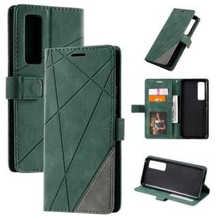 For Huawei nova 7 Pro 5G Skin Feel Splicing Horizontal Flip Leather Case with Holder & Card Slots & Wallet & Photo Frame(Green)