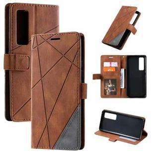 For Huawei nova 7 Pro 5G Skin Feel Splicing Horizontal Flip Leather Case with Holder & Card Slots & Wallet & Photo Frame(Brown)