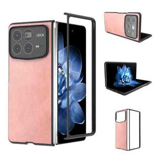 For Xiaomi Mix Fold 4 Black Edge Two-color Calf Texture PU Phone Case(Rose Gold)