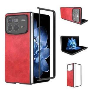 For Xiaomi Mix Fold 4 Black Edge Two-color Calf Texture PU Phone Case(Red)