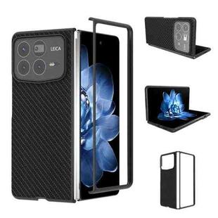 For Xiaomi Mix Fold 4 Black Frame Carbon Fiber Texture PU Phone Case(Black)