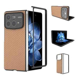 For Xiaomi Mix Fold 4 Black Frame Carbon Fiber Texture PU Phone Case(Gold)