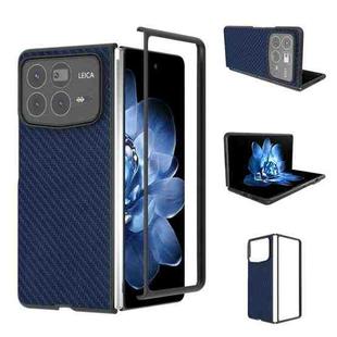 For Xiaomi Mix Fold 4 Black Frame Carbon Fiber Texture PU Phone Case(Blue)