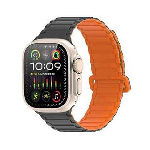 For Apple Watch SE 2023 44mm DUX DUCIS KJ Series Magnetic Buckle Silicone Watch Band(Black Orange)