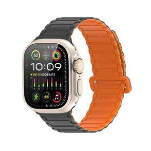 For Apple Watch Series 9 45mm DUX DUCIS KJ Series Magnetic Buckle Silicone Watch Band(Black Orange)