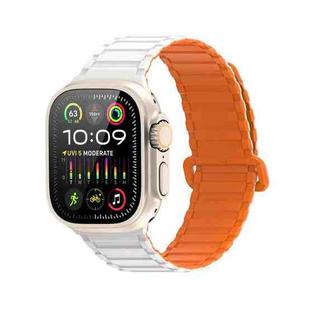 For Apple Watch SE 2022 44mm DUX DUCIS KJ Series Magnetic Buckle Silicone Watch Band(Starlight Orange)