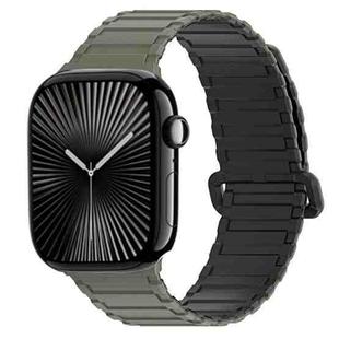 For Apple Watch Series 10 42mm DUX DUCIS KJ Series Magnetic Buckle Silicone Watch Band(Black Green)