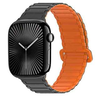 For Apple Watch Series 10 42mm DUX DUCIS KJ Series Magnetic Buckle Silicone Watch Band(Black Orange)