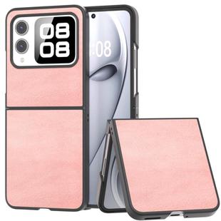 For Huawei nova Flip Black Frame Two-color Calf Texture PU Phone Case(Rose Gold)
