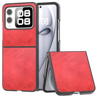 For Huawei nova Flip Black Frame Two-color Calf Texture PU Phone Case(Red)