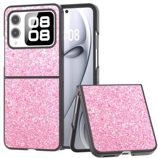 For Huawei nova Flip Black Frame Colorful Glitter Phone Case(Purple Pink)