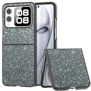 For Huawei nova Flip Black Frame Colorful Glitter Phone Case(Black Green)