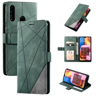 For Samsung Galaxy A20s Skin Feel Splicing Horizontal Flip Leather Case with Holder & Card Slots & Wallet & Photo Frame(Green)