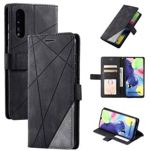 For Samsung Galaxy A70s Skin Feel Splicing Horizontal Flip Leather Case with Holder & Card Slots & Wallet & Photo Frame(Black)