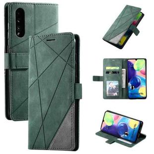For Samsung Galaxy A70s Skin Feel Splicing Horizontal Flip Leather Case with Holder & Card Slots & Wallet & Photo Frame(Green)