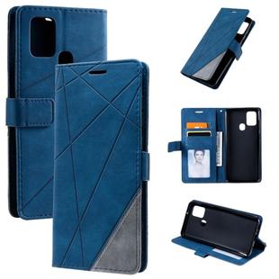 For Samsung Galaxy A21s Skin Feel Splicing Horizontal Flip Leather Case with Holder & Card Slots & Wallet & Photo Frame(Blue)