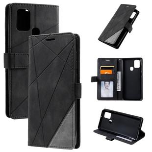 For Samsung Galaxy A21s Skin Feel Splicing Horizontal Flip Leather Case with Holder & Card Slots & Wallet & Photo Frame(Black)