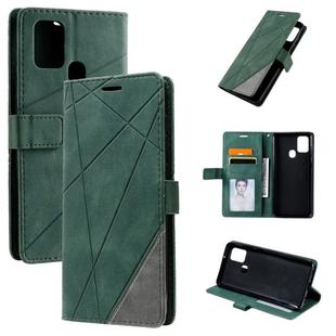 For Samsung Galaxy A21s Skin Feel Splicing Horizontal Flip Leather Case with Holder & Card Slots & Wallet & Photo Frame(Green)