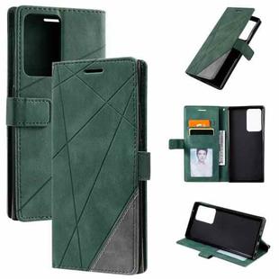 For Samsung Galaxy Note20 Ultra Skin Feel Splicing Horizontal Flip Leather Case with Holder & Card Slots & Wallet & Photo Frame(Green)