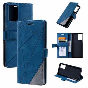 For Samsung Galaxy Note20 Skin Feel Splicing Horizontal Flip Leather Case with Holder & Card Slots & Wallet & Photo Frame(Blue)
