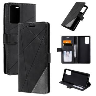 For Samsung Galaxy Note20 Skin Feel Splicing Horizontal Flip Leather Case with Holder & Card Slots & Wallet & Photo Frame(Black)