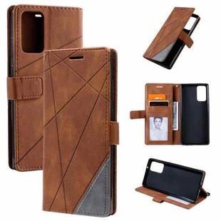 For Samsung Galaxy Note20 Skin Feel Splicing Horizontal Flip Leather Case with Holder & Card Slots & Wallet & Photo Frame(Brown)