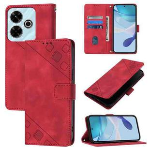 For Redmi 13 4G Skin-feel Embossed Leather Phone Case(Red)