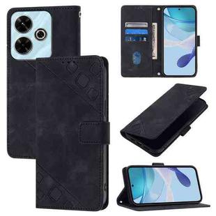 For Redmi 13 4G Skin-feel Embossed Leather Phone Case(Black)