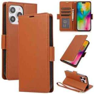 For iPhone 11 Pro Max Side Buckle RFID Anti-theft Leather Phone Case(Brown)