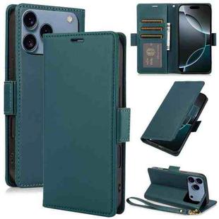 For iPhone 17 Pro Side Buckle RFID Anti-theft Leather Phone Case(Green)