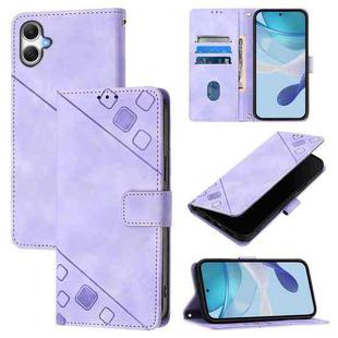 For Samsung Galaxy A07 4G Skin-feel Embossed Leather Phone Case(Light Purple)