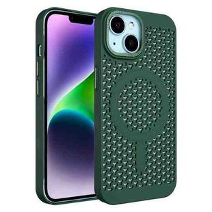 For iPhone 14 Ice Feeling Cooling MagSafe Magnetic Phone Case(Dark Green)