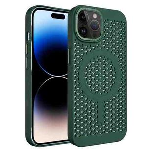 For iPhone 14 Pro Ice Feeling Cooling MagSafe Magnetic Phone Case(Dark Green)