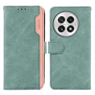 For OnePlus 13 ABEEL Color Block Magnetic RFID Leather Phone Case(Cyan-Pink)